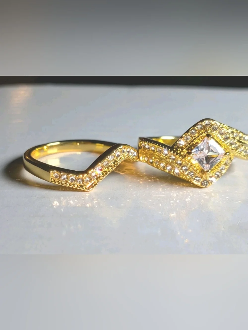 3Ct Lab-Created Diamond Engagement Bridal Ring Set 14K Yellow Gold Plated Sz 10